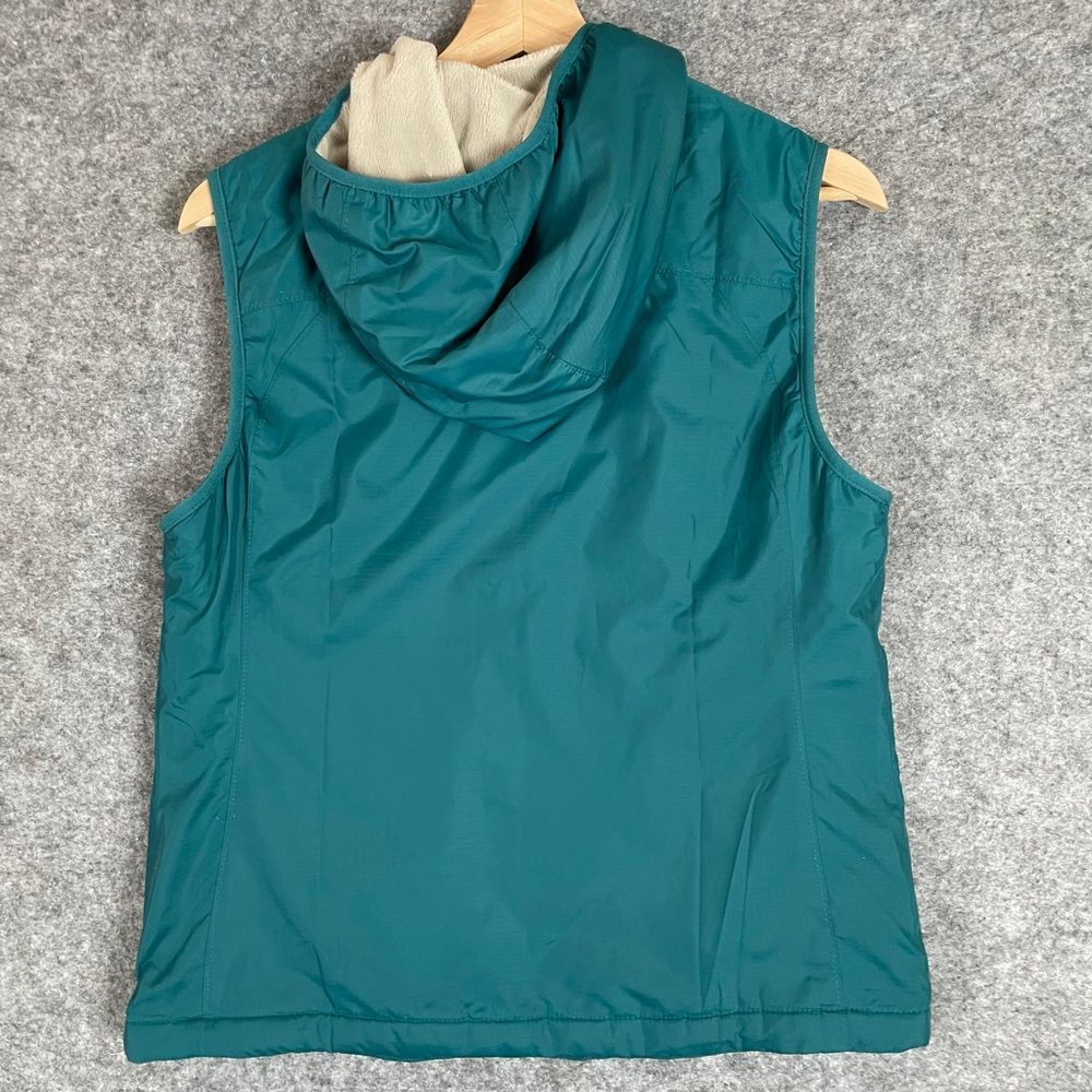 L.L. Bean Womens Small Petite Hooded Fleece Lined Vest Teal Full Zip Outdoor - Picture 7 of 14
